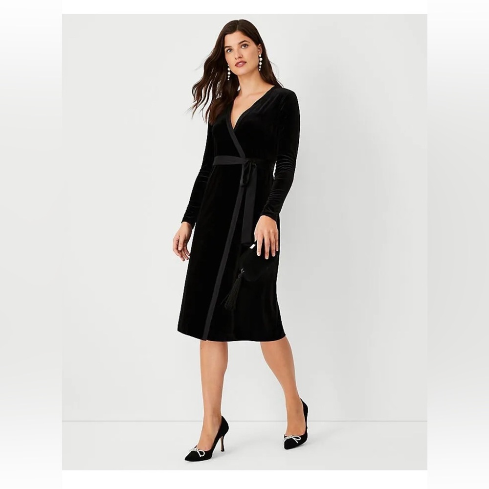 New $170 Ann Taylor petite Velvet Wrap sheath Dress Size 14P